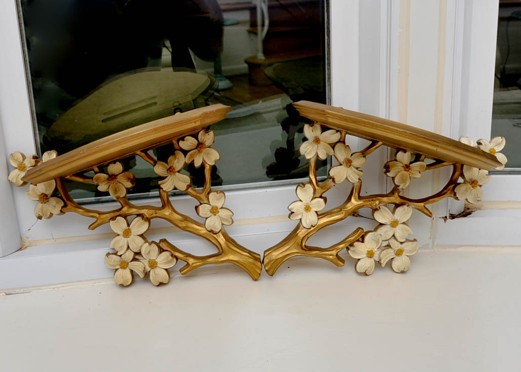 Pair of Syroco wood Wall Shelves