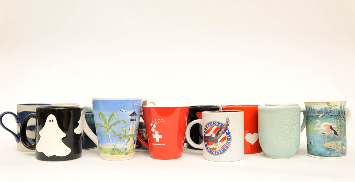 Coffee Mug Collection and Wall Rack