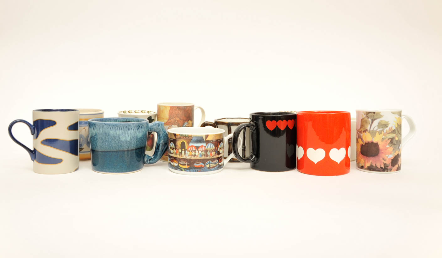 Coffee Mug Collection and Wall Rack