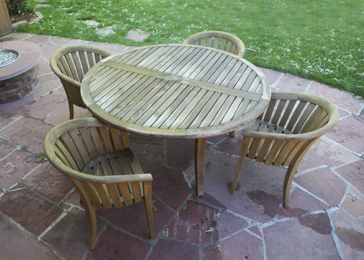 Smith and Hawken Teak Patio Table and Four Chairs