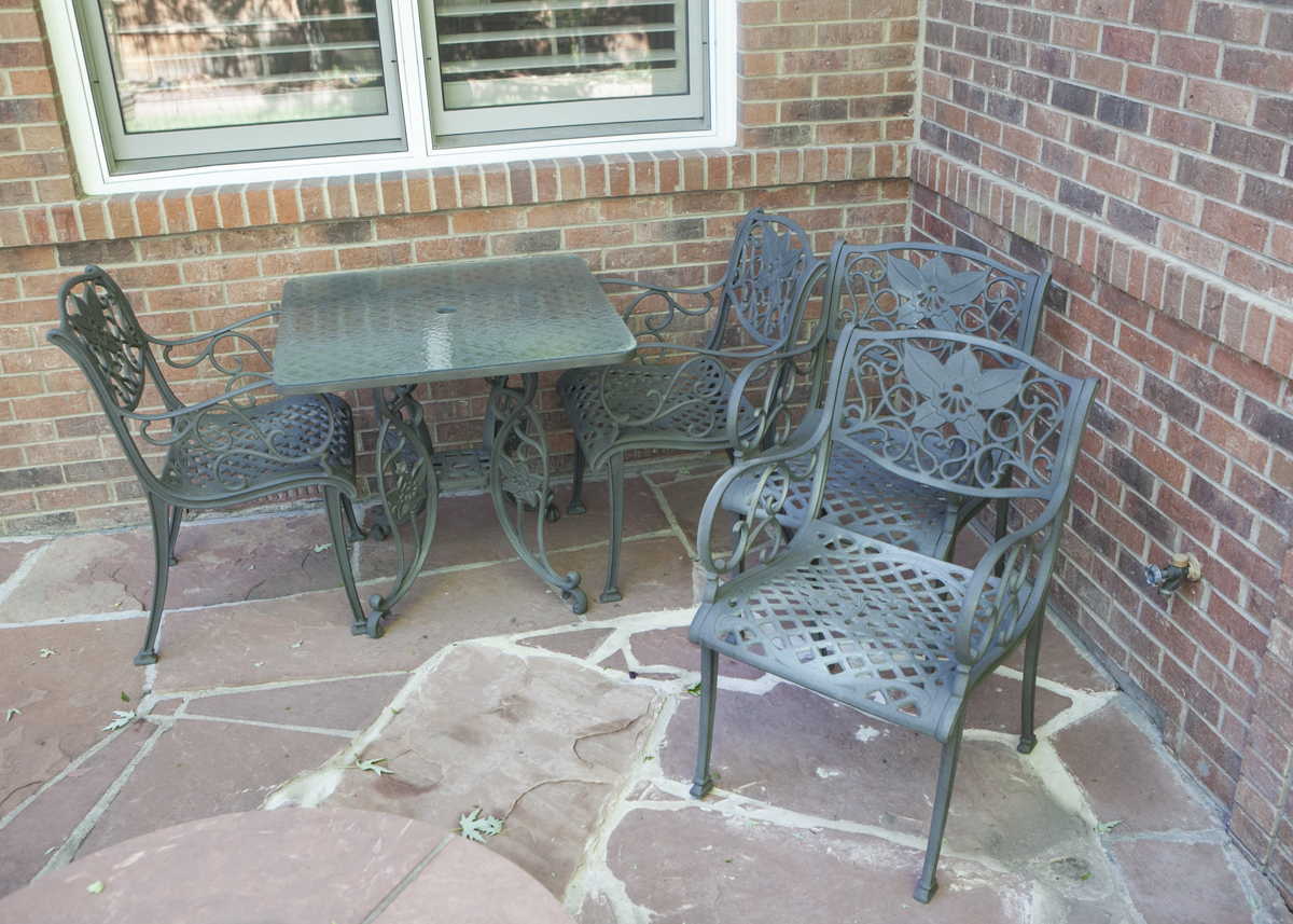 Wrought Iron Patio Table and Four Chairs