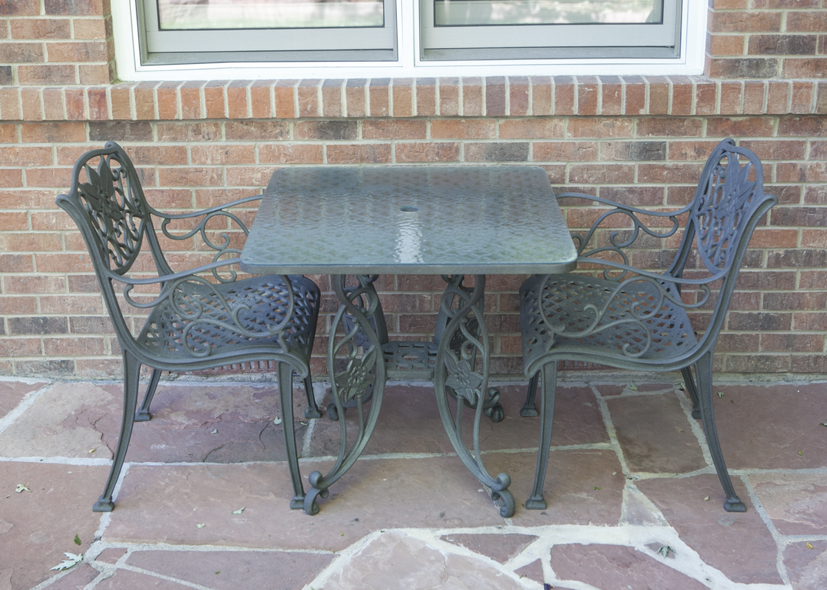 Wrought Iron Patio Table and Four Chairs