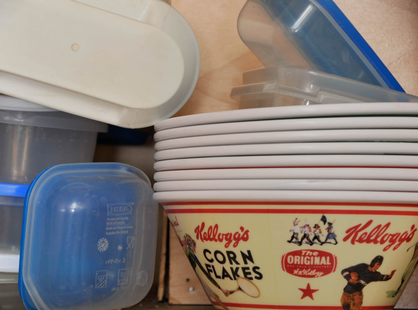 Kellogg's Bowls and Tupperwear