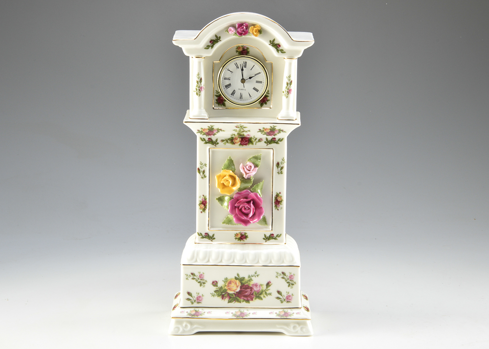 Royal Albert Old Country Roses China Miniature Grandfather Clock