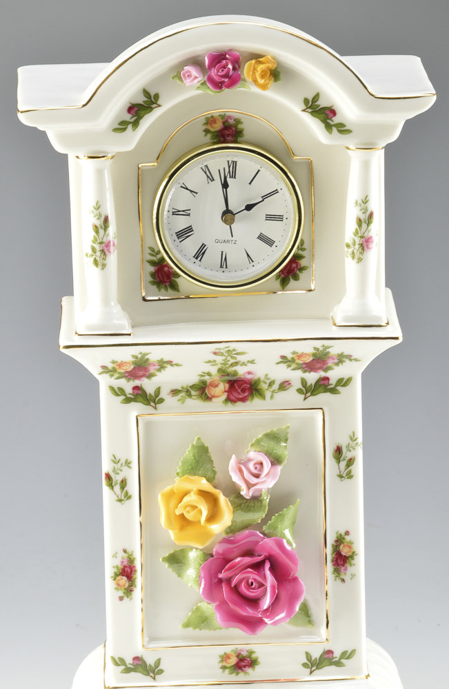 Royal Albert Old Country Roses China Miniature Grandfather Clock