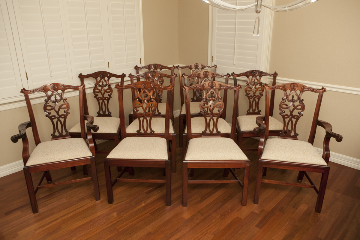 Custom Made Chippendale Style Dining Table and Chairs