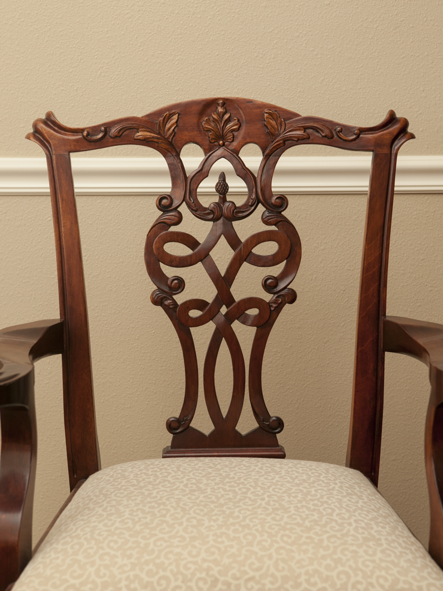 Custom Made Chippendale Style Dining Table and Chairs