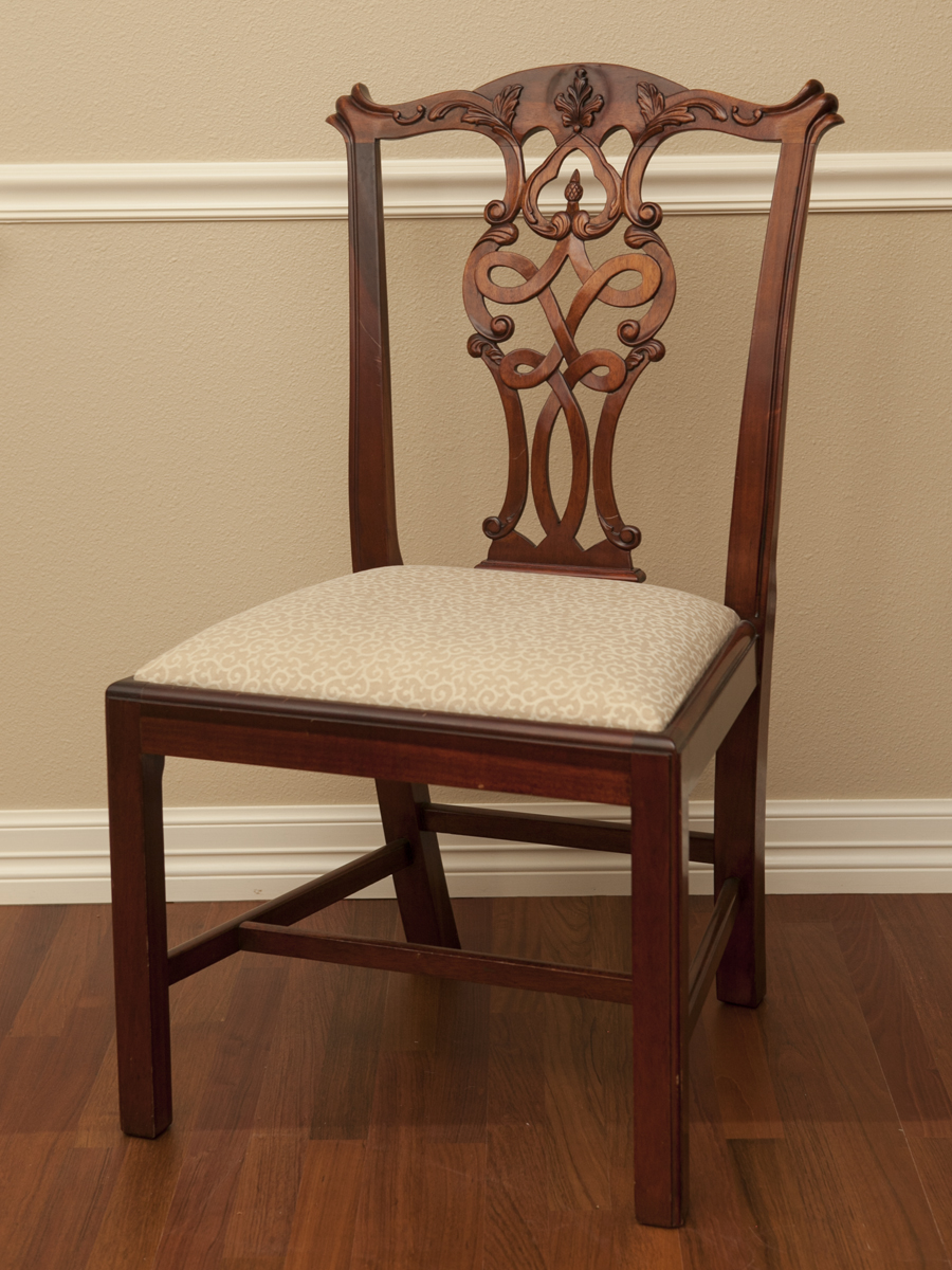 Custom Made Chippendale Style Dining Table and Chairs