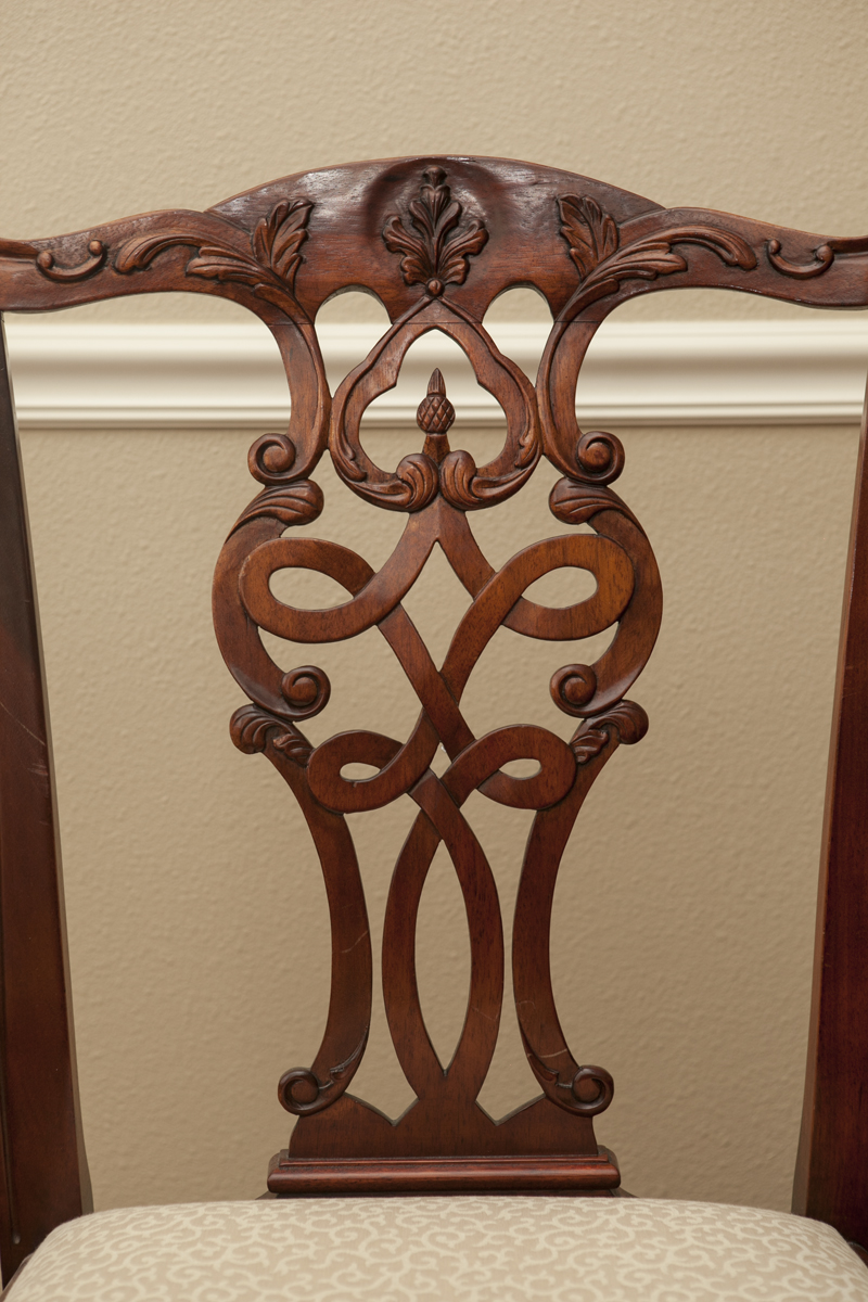 Custom Made Chippendale Style Dining Table and Chairs