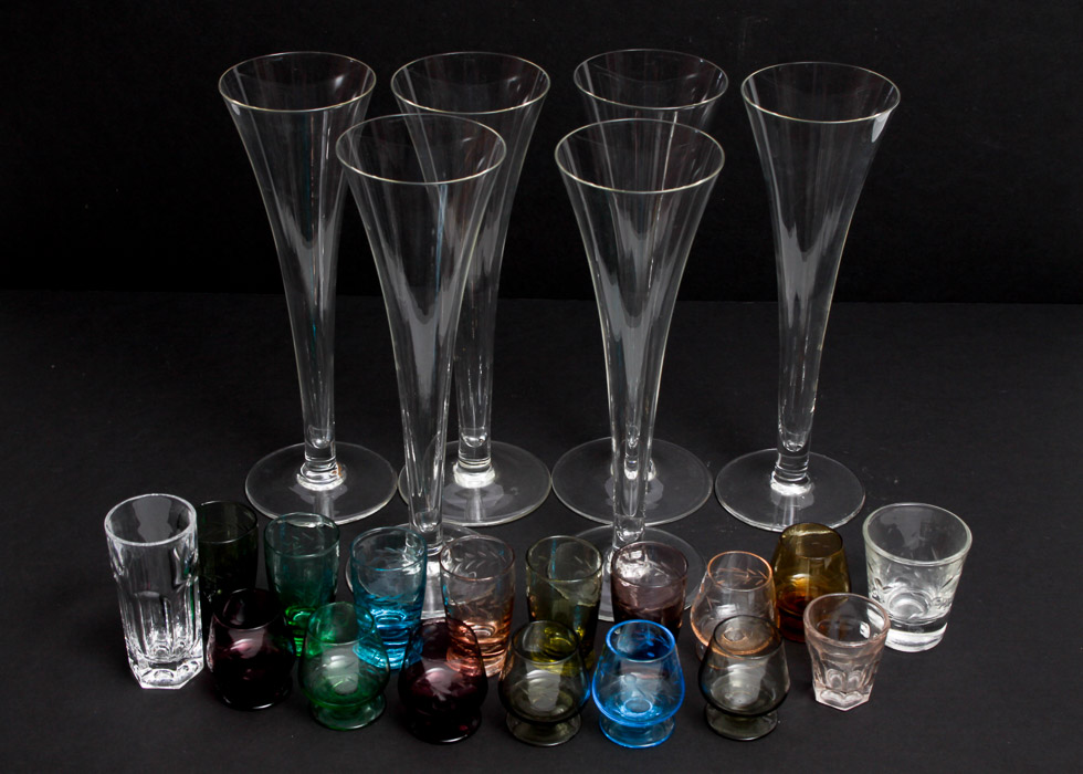 Colored Glass Shot Glass and Barware Collection