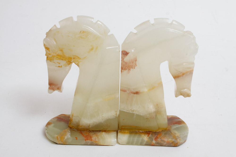 Onyx Horse Head Bookends