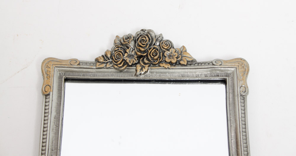 Pewter Vase and Mirror Set