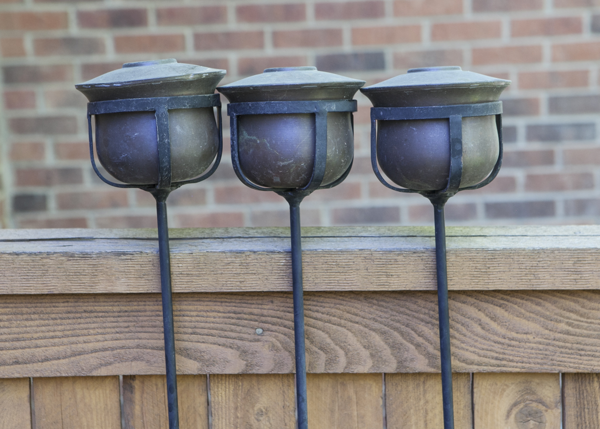 Set of Three Outdoor Oil Lamps