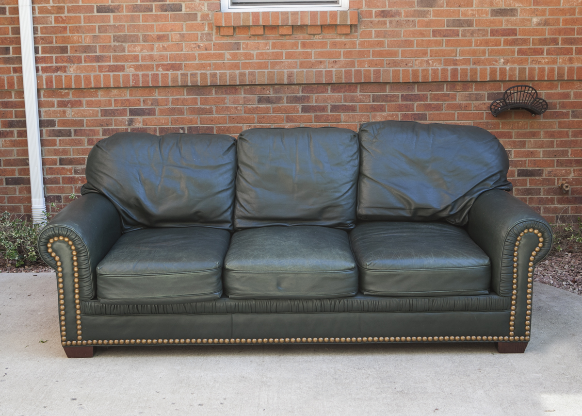 Leathermen's Guild Green Leather Sofa