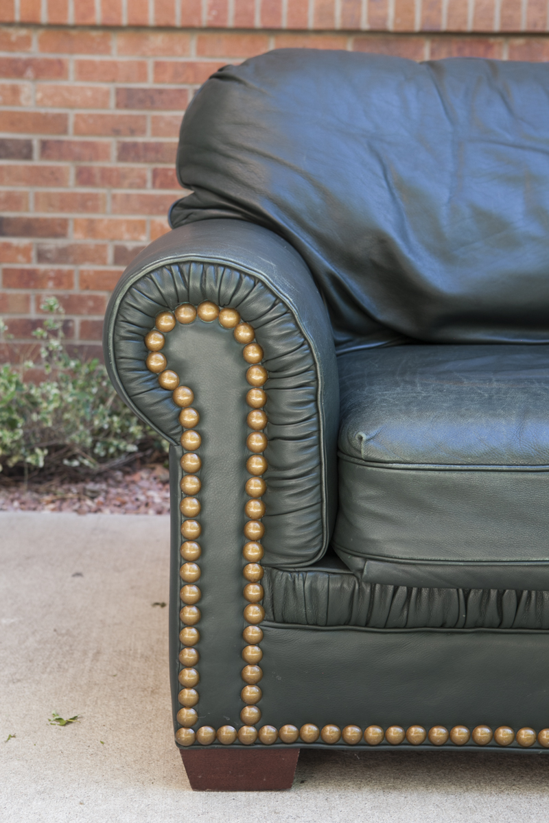 Leathermen's Guild Green Leather Sofa