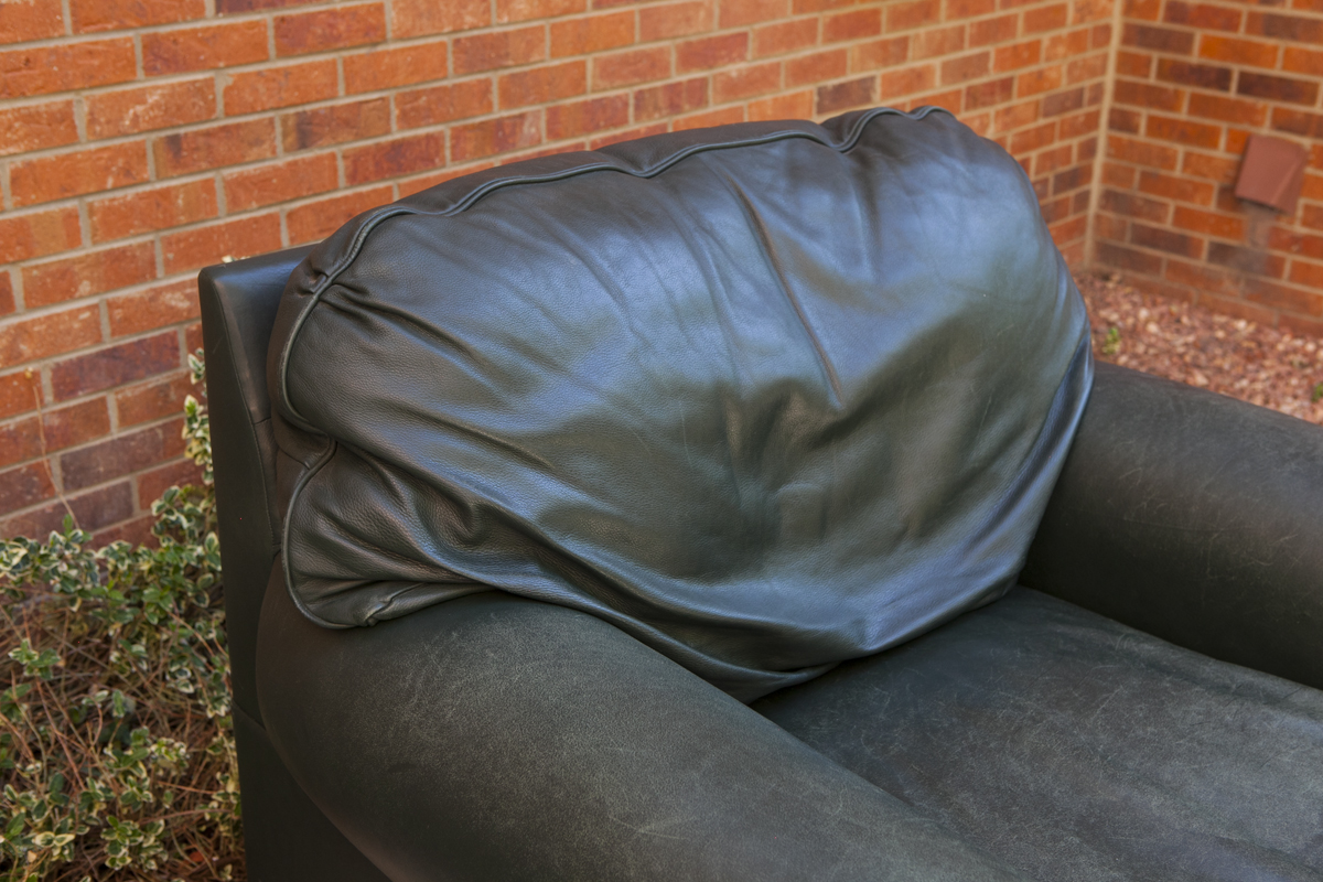 Oversized Leather Chair and Ottoman