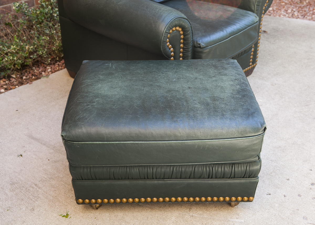 Oversized Leather Chair and Ottoman