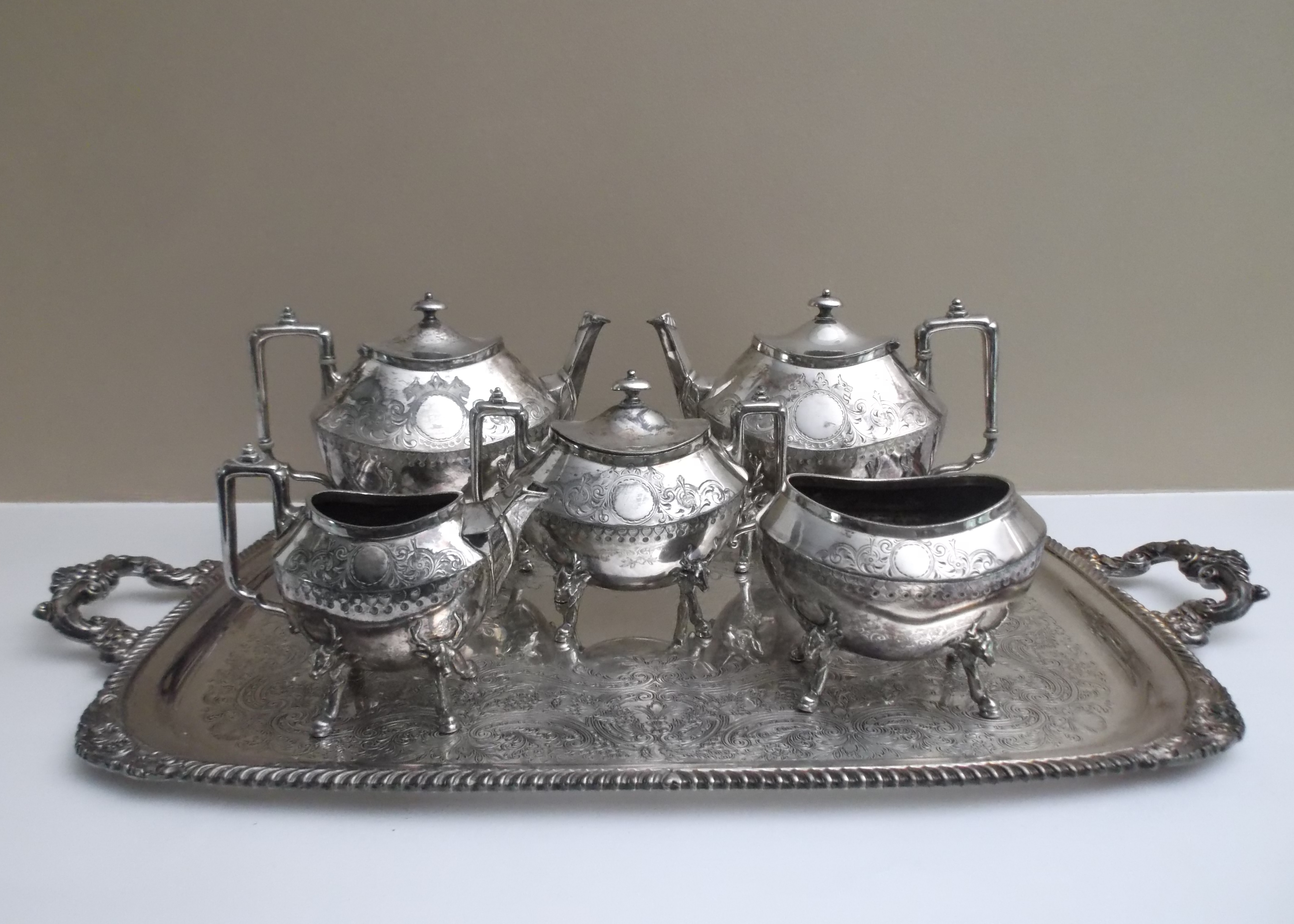 J.F. Curran & Company Silver Plate Tea Set
