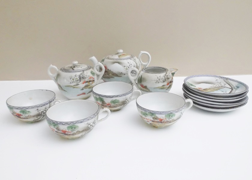 Japanese Moriage Porcelian Tea Set