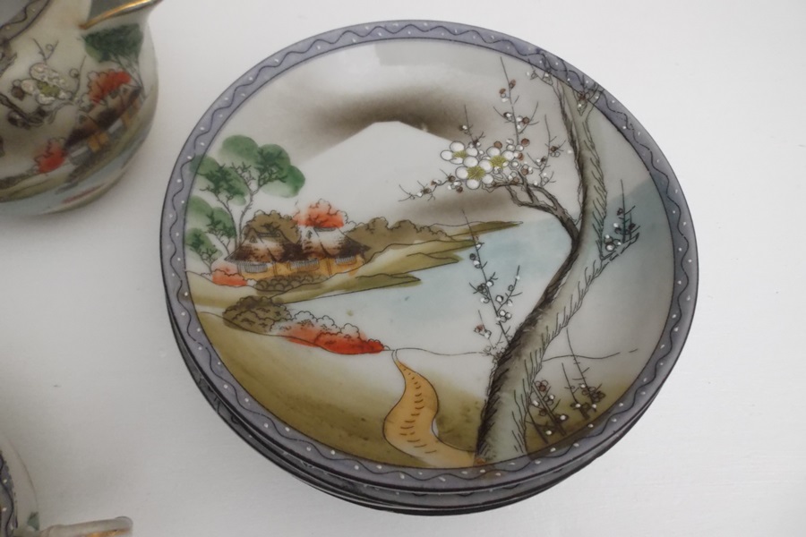 Japanese Moriage Porcelian Tea Set