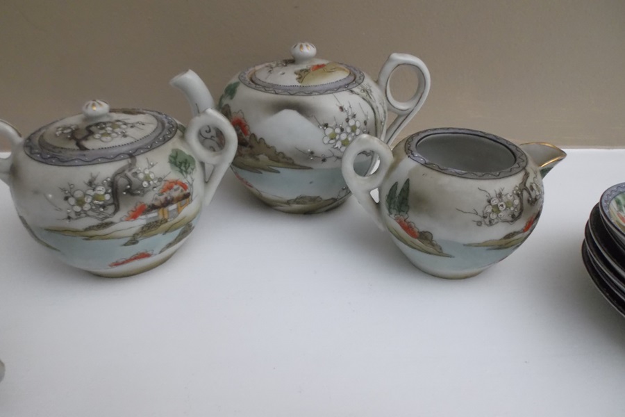 Japanese Moriage Porcelian Tea Set