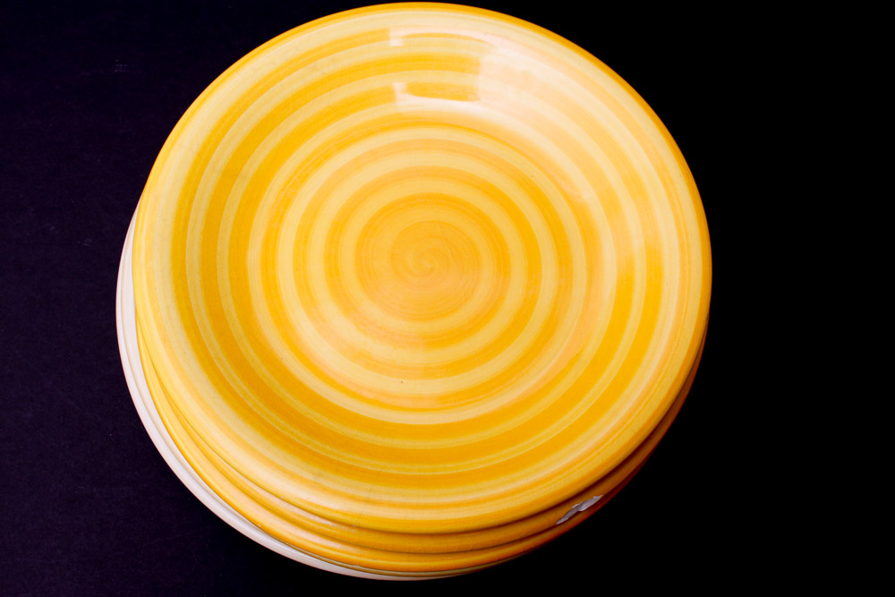 Assorted Yellow and White Ceramic Dishes