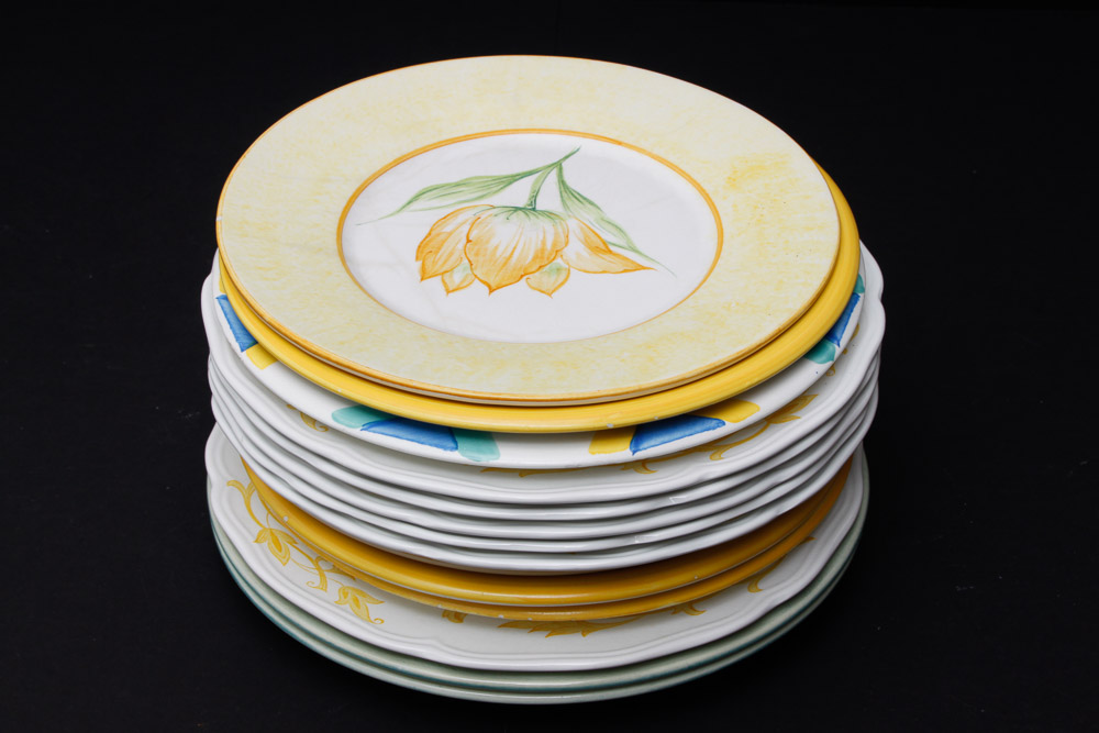 Assorted Yellow and White Ceramic Dishes