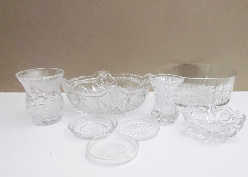 Assortment of Cut Glass Serving Dishes