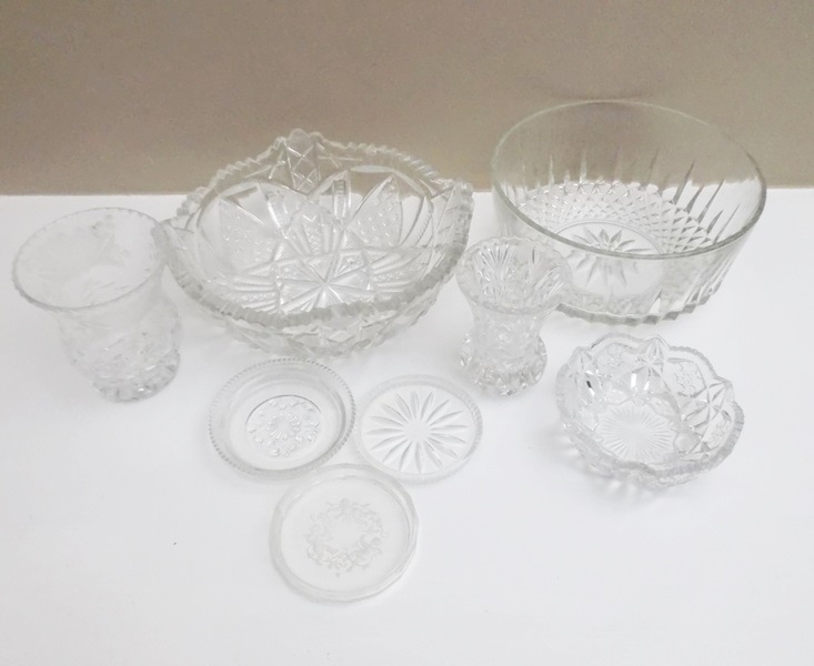Assortment of Cut Glass Serving Dishes