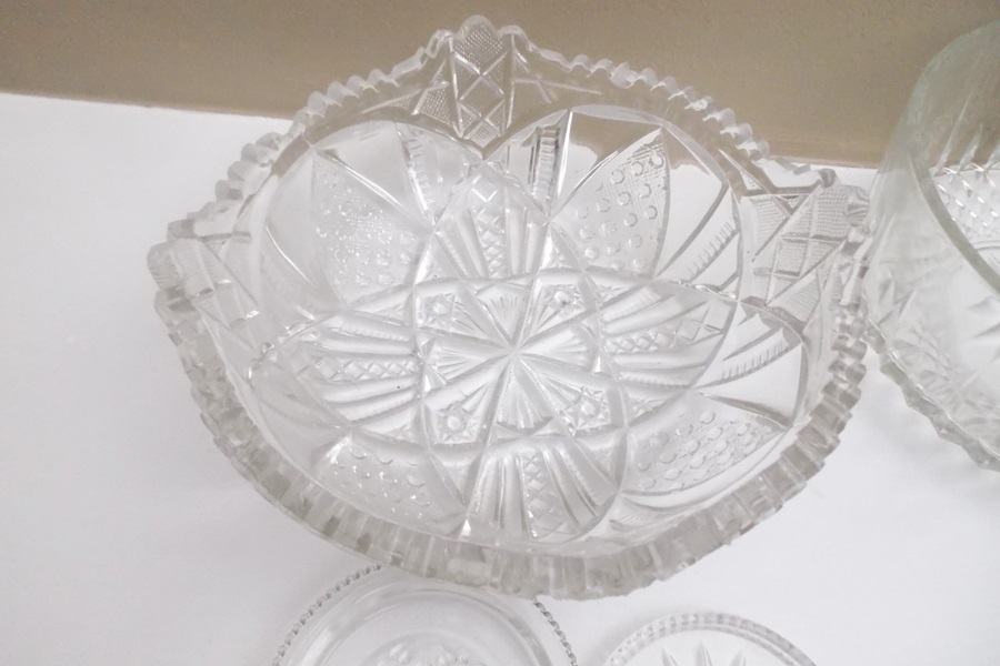 Assortment of Cut Glass Serving Dishes