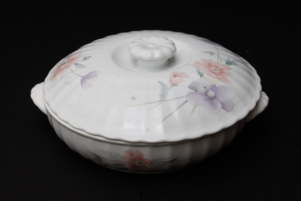 Ceramic Serving Pieces and Enamel Tea Pot