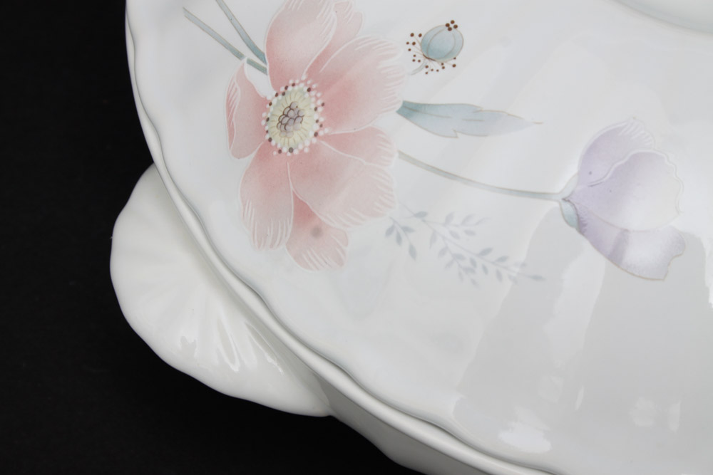 Ceramic Serving Pieces and Enamel Tea Pot