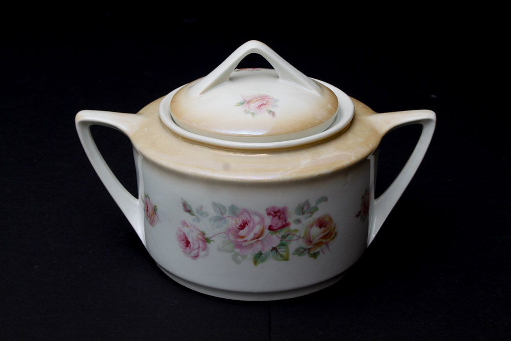 Ceramic Serving Pieces and Enamel Tea Pot