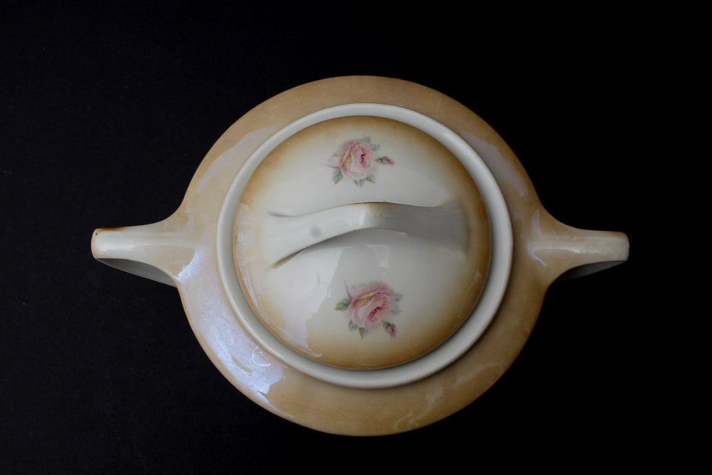 Ceramic Serving Pieces and Enamel Tea Pot