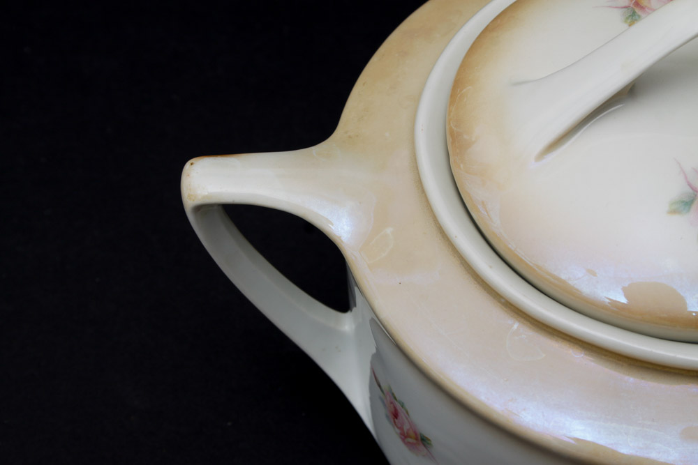 Ceramic Serving Pieces and Enamel Tea Pot