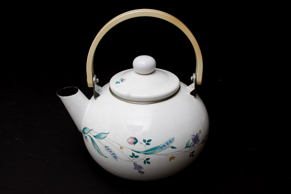 Ceramic Serving Pieces and Enamel Tea Pot