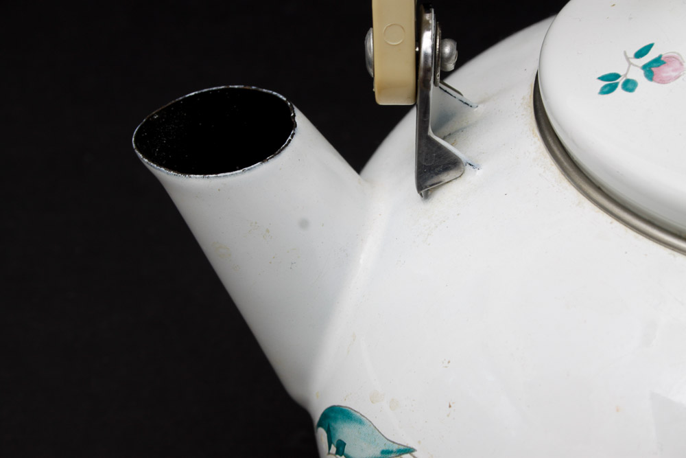 Ceramic Serving Pieces and Enamel Tea Pot