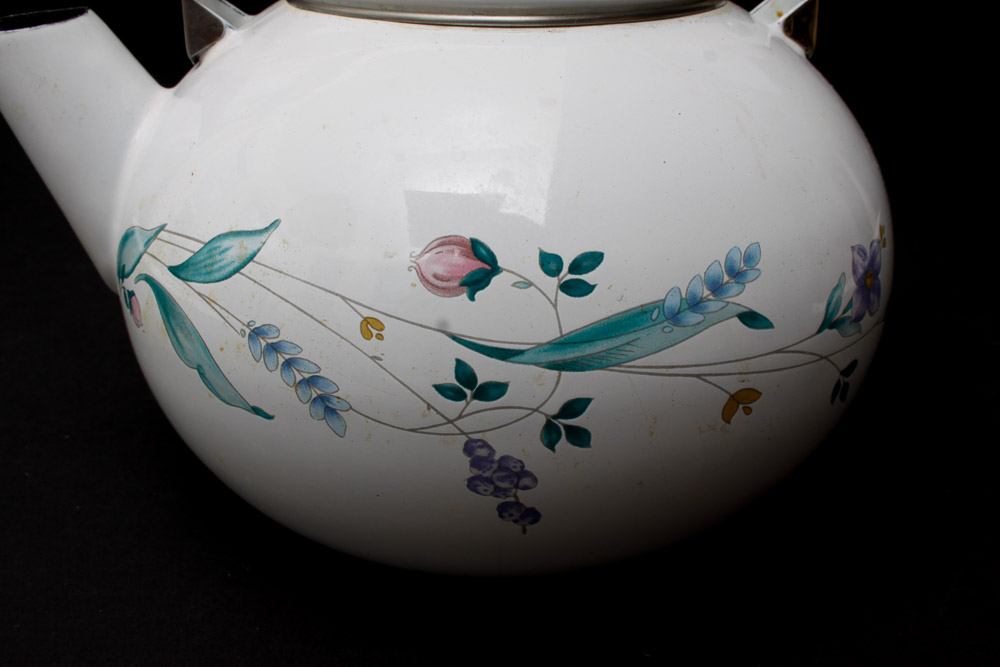 Ceramic Serving Pieces and Enamel Tea Pot