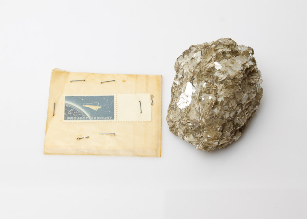 Pyrite Stone and "Project Mercury" Stamp