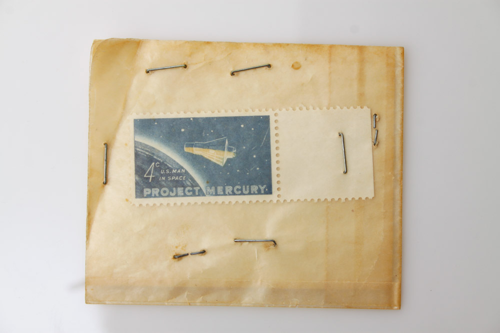 Pyrite Stone and "Project Mercury" Stamp