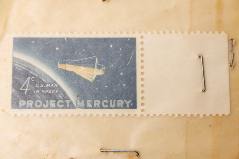 Pyrite Stone and "Project Mercury" Stamp