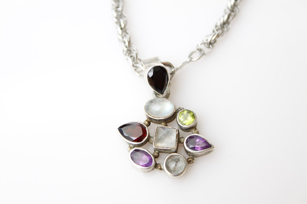 Two Sterling Necklaces with Pendants