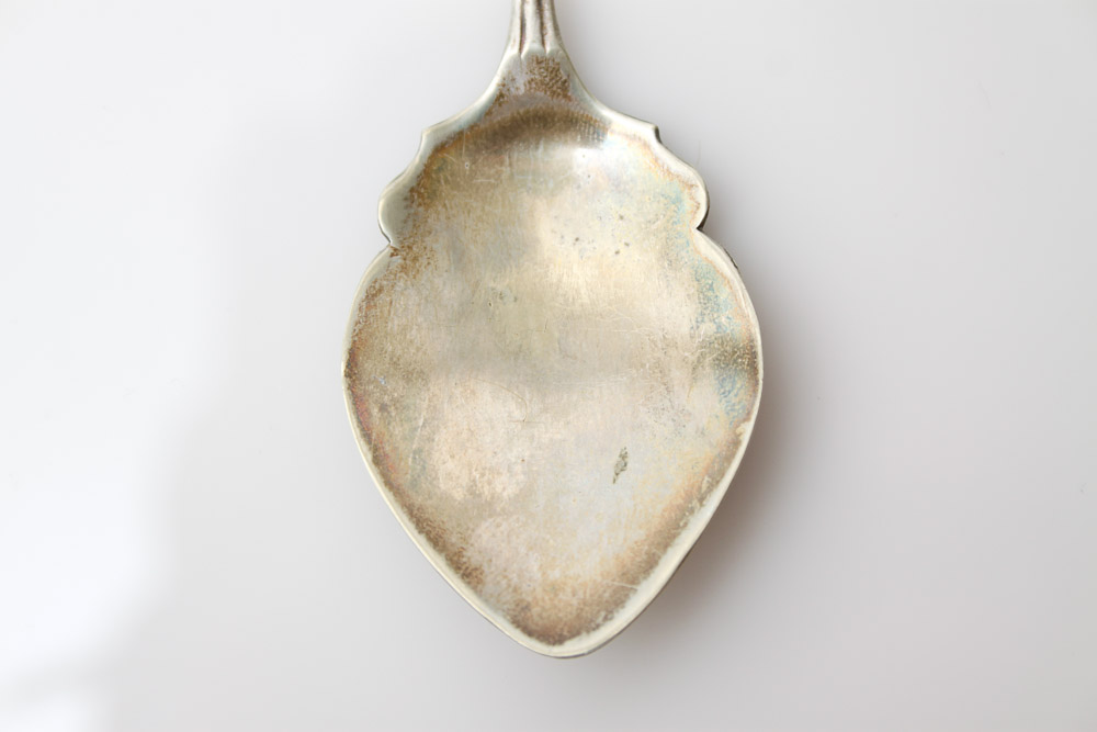 Sterling Pickle Fork and Enamel-Topped Spoon