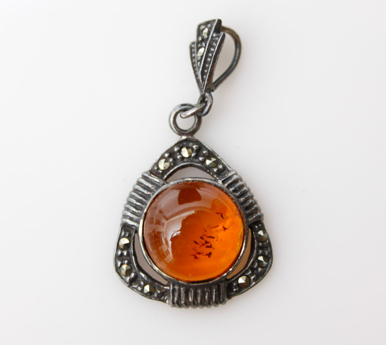 Sterling and Amber Ring and Pendant