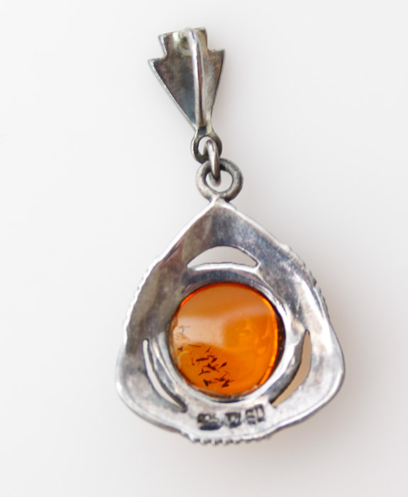 Sterling and Amber Ring and Pendant