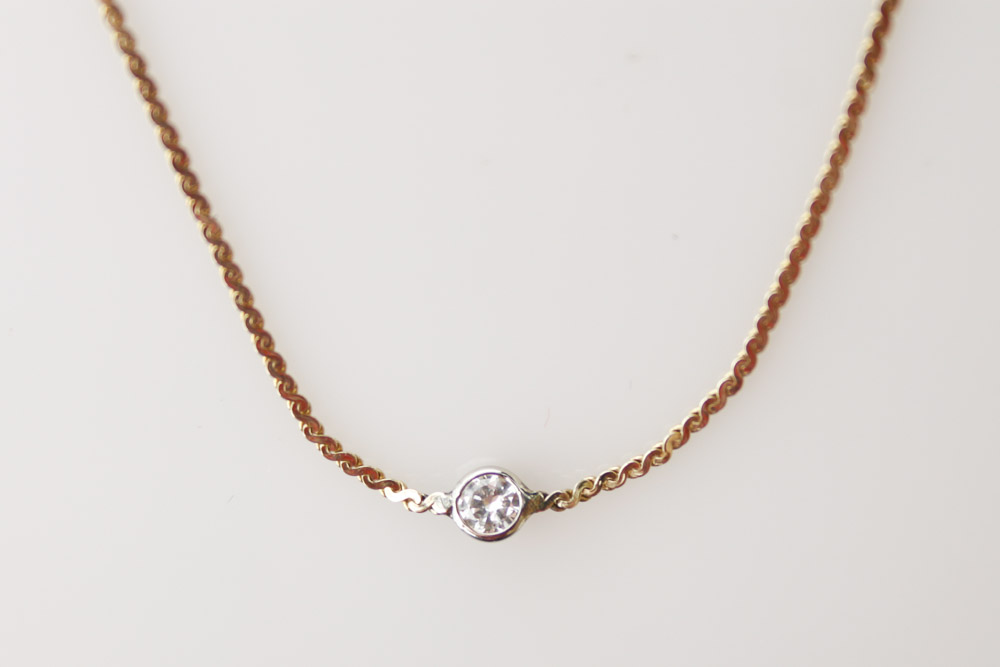 14K Gold and Diamond Serpentine Link Necklace