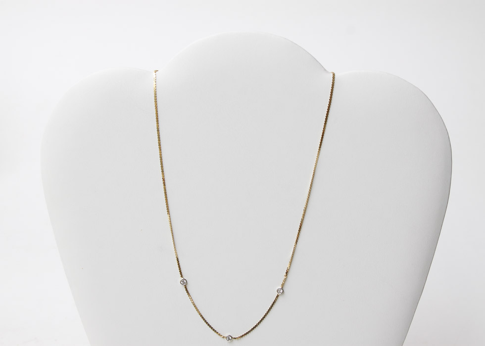 14K Gold Necklace with Three Diamonds