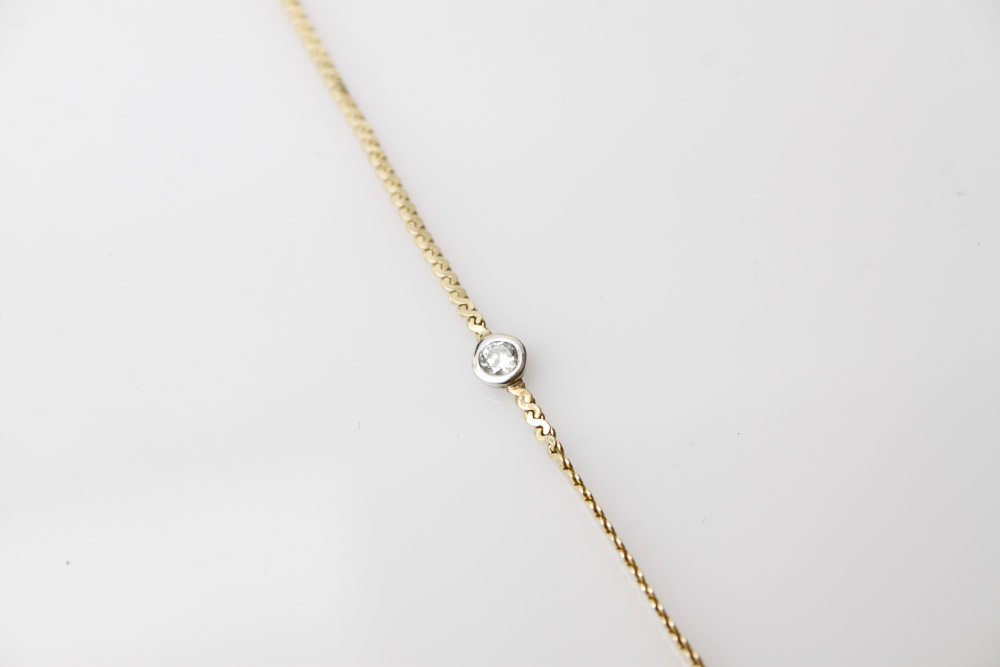 14K Gold Necklace with Three Diamonds