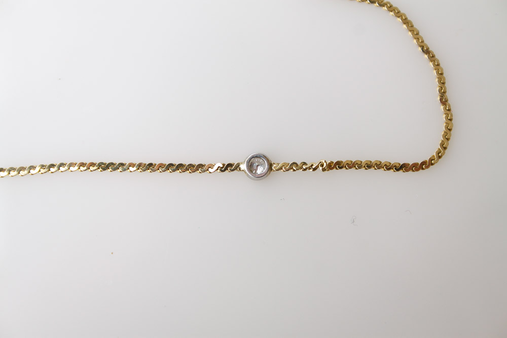 14K Gold Necklace with Three Diamonds