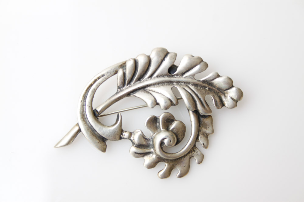 Two Vintage Sterling Floral Brooches